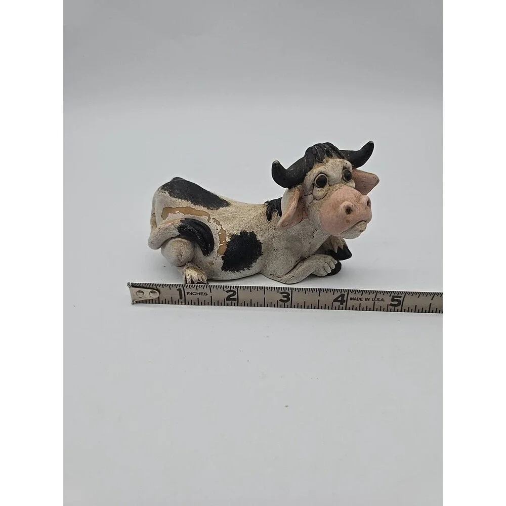 Vintage 1990's Pete Aspit Happy Holstein Cow Figure Milking Cow
